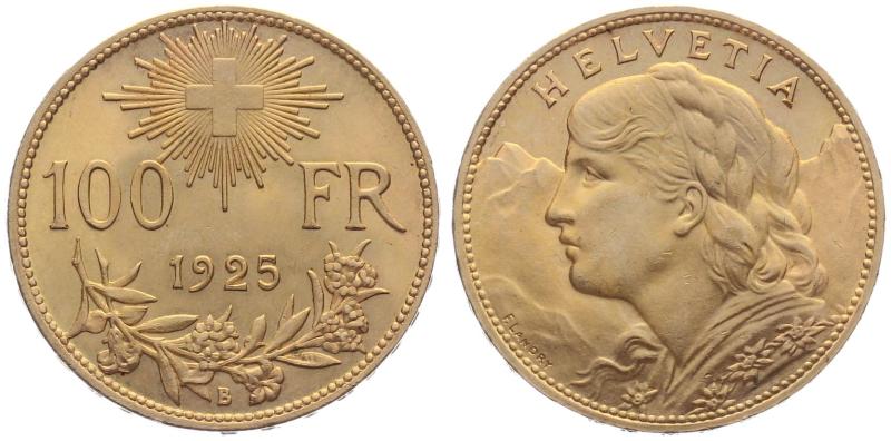 100 Franken 1925 B | Vreneli, Rarität